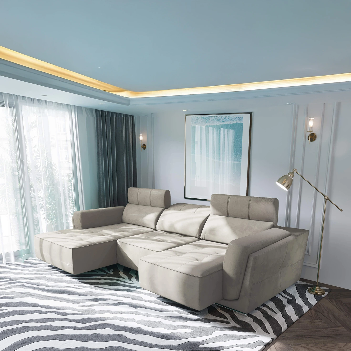 Bilbao Beige Sectional Sofa Left Chaise