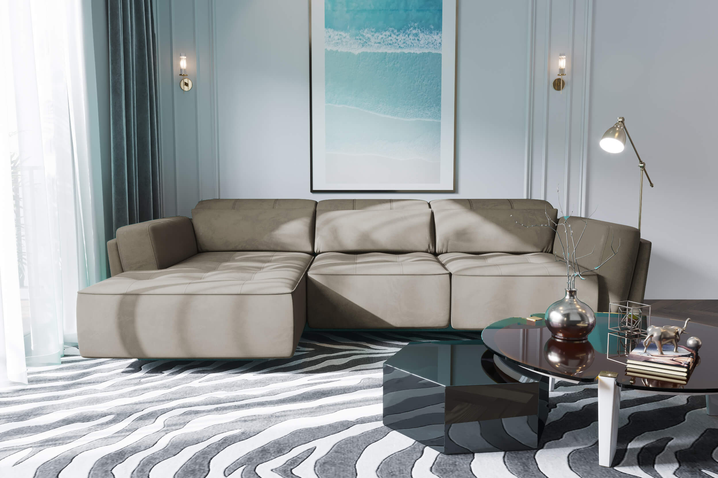 Bilbao Beige Sectional Sofa Left Chaise - Image 3