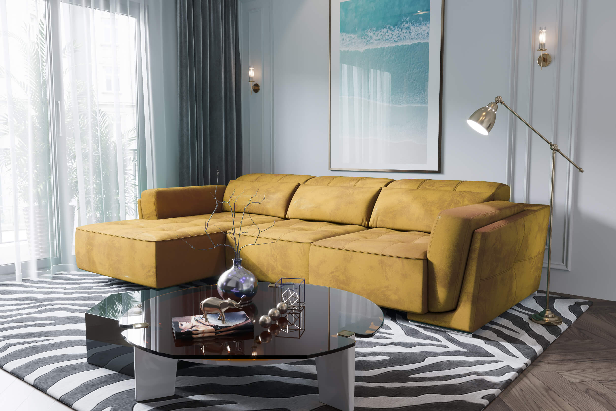 Bilbao Yellow Sectional Sofa Left Chaise - Image 4