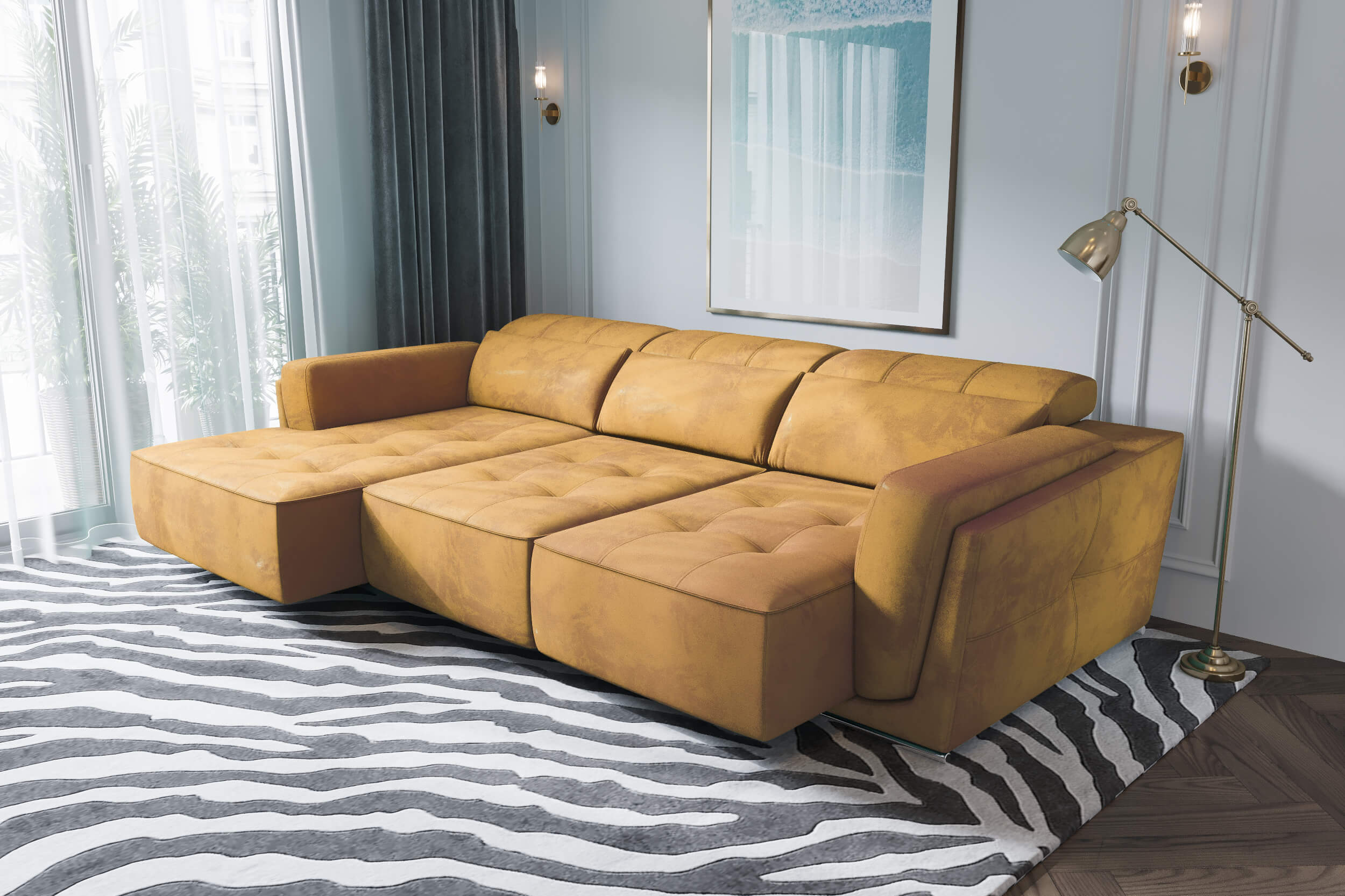 Bilbao Yellow Sectional Sofa Left Chaise - Image 2