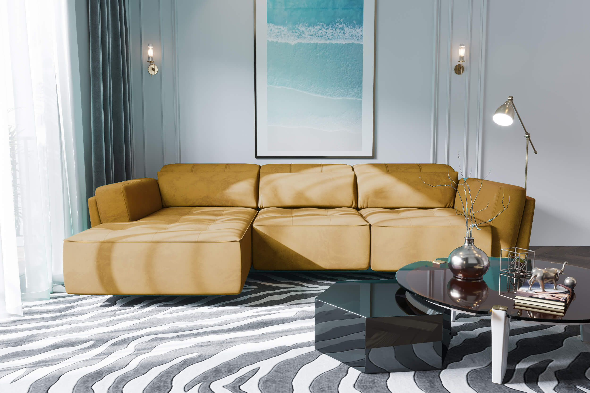 Bilbao Yellow Sectional Sofa Left Chaise - Image 3