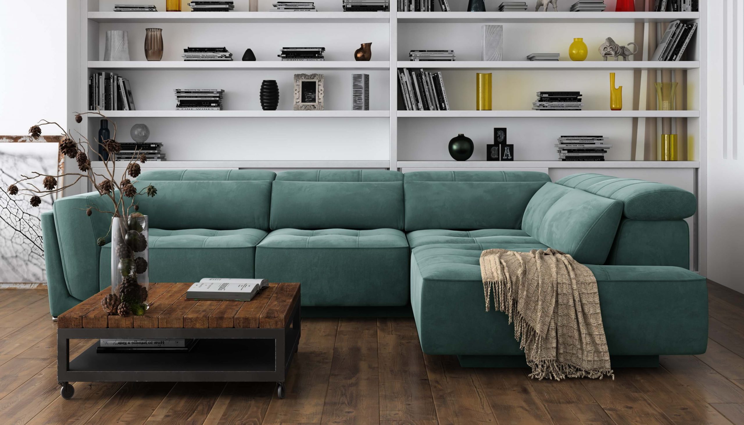 Bilbao Ocean Teal Sectional Sofa Right Bumper Chaise - Image 3