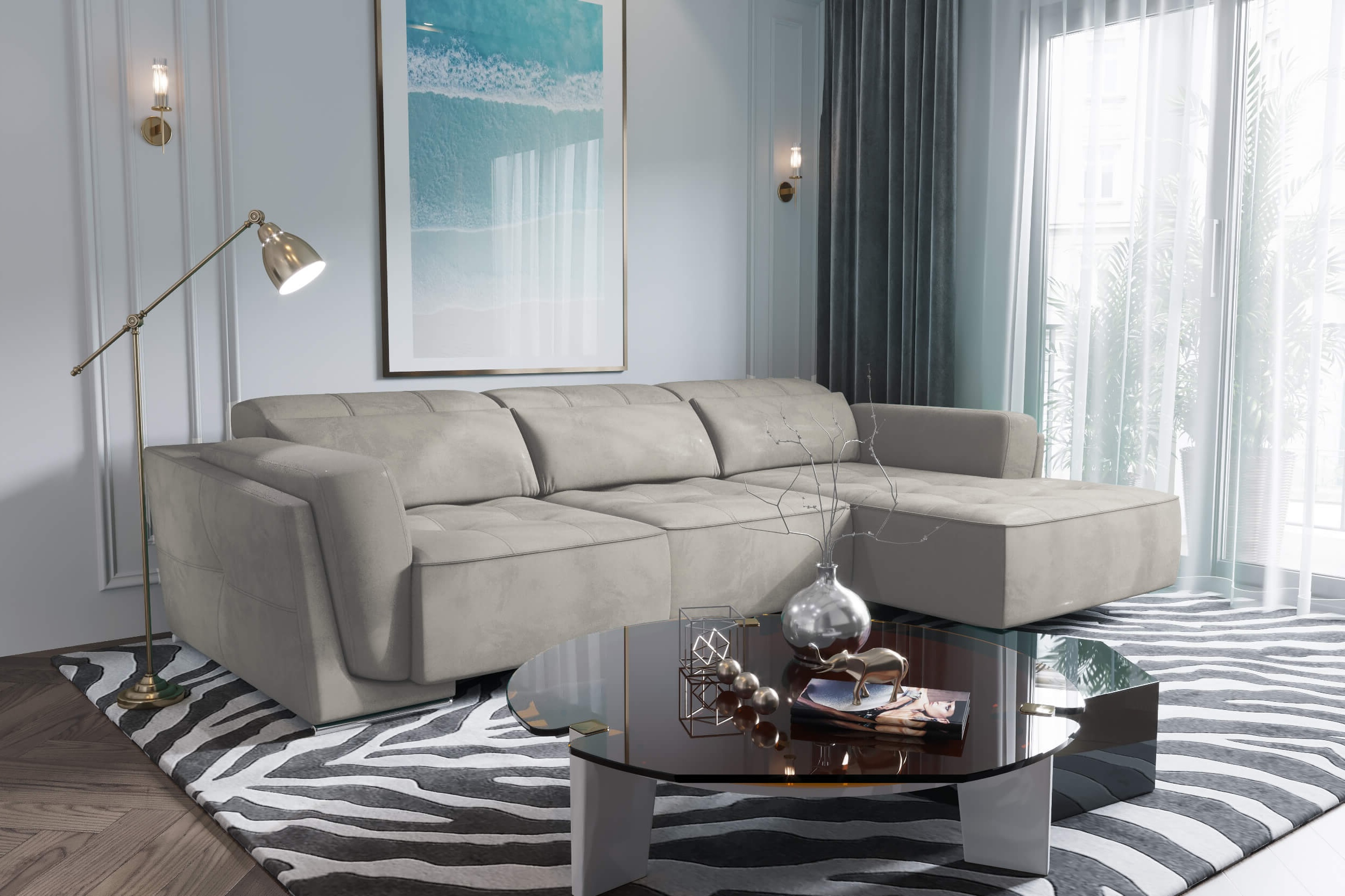 Bilbao Beige Sectional Sofa Right Chaise - Image 4
