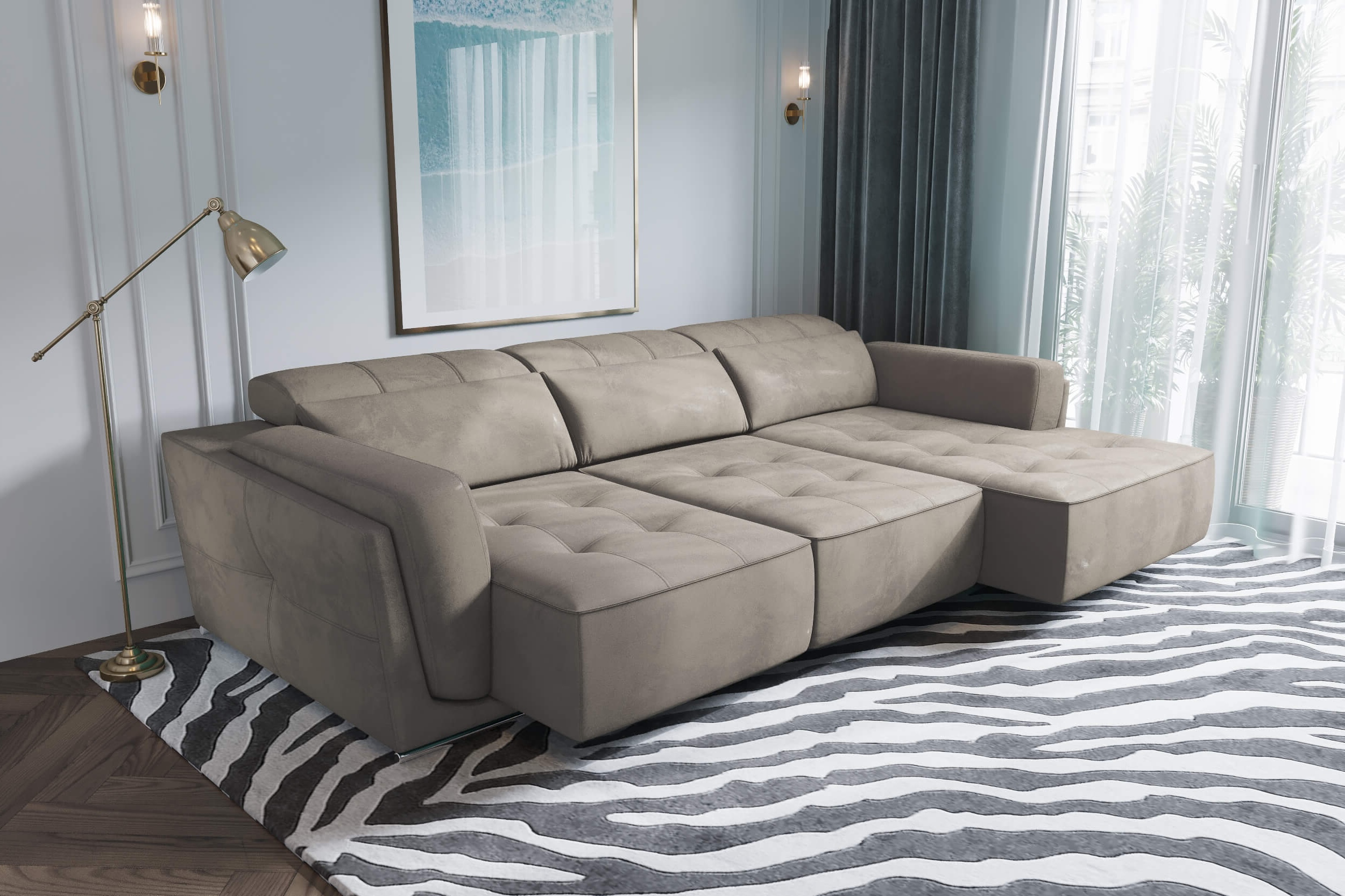 Bilbao Beige Sectional Sofa Right Chaise - Image 2