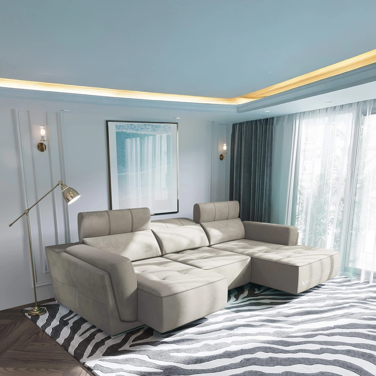 Bilbao Beige Sectional Sofa Right Chaise