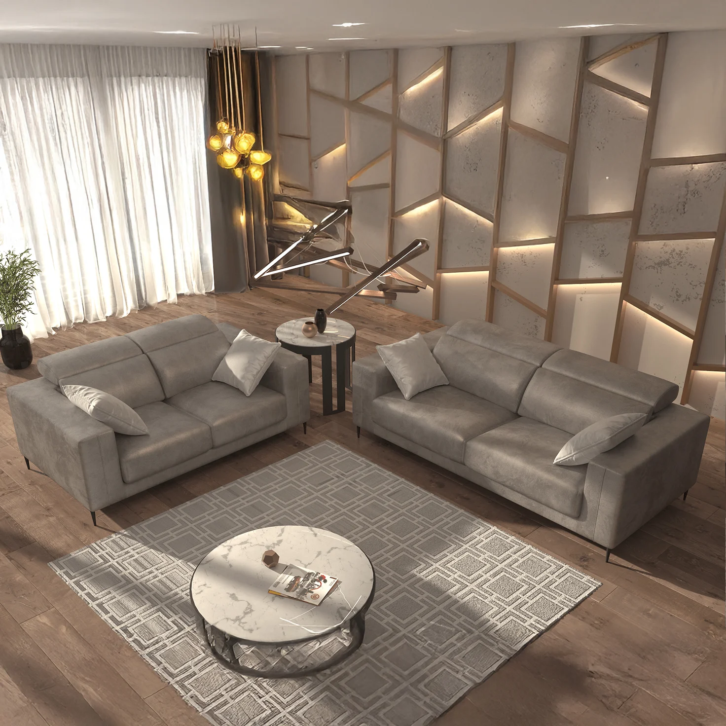 Lugo Golden Brown Sofa and Loveseat Set