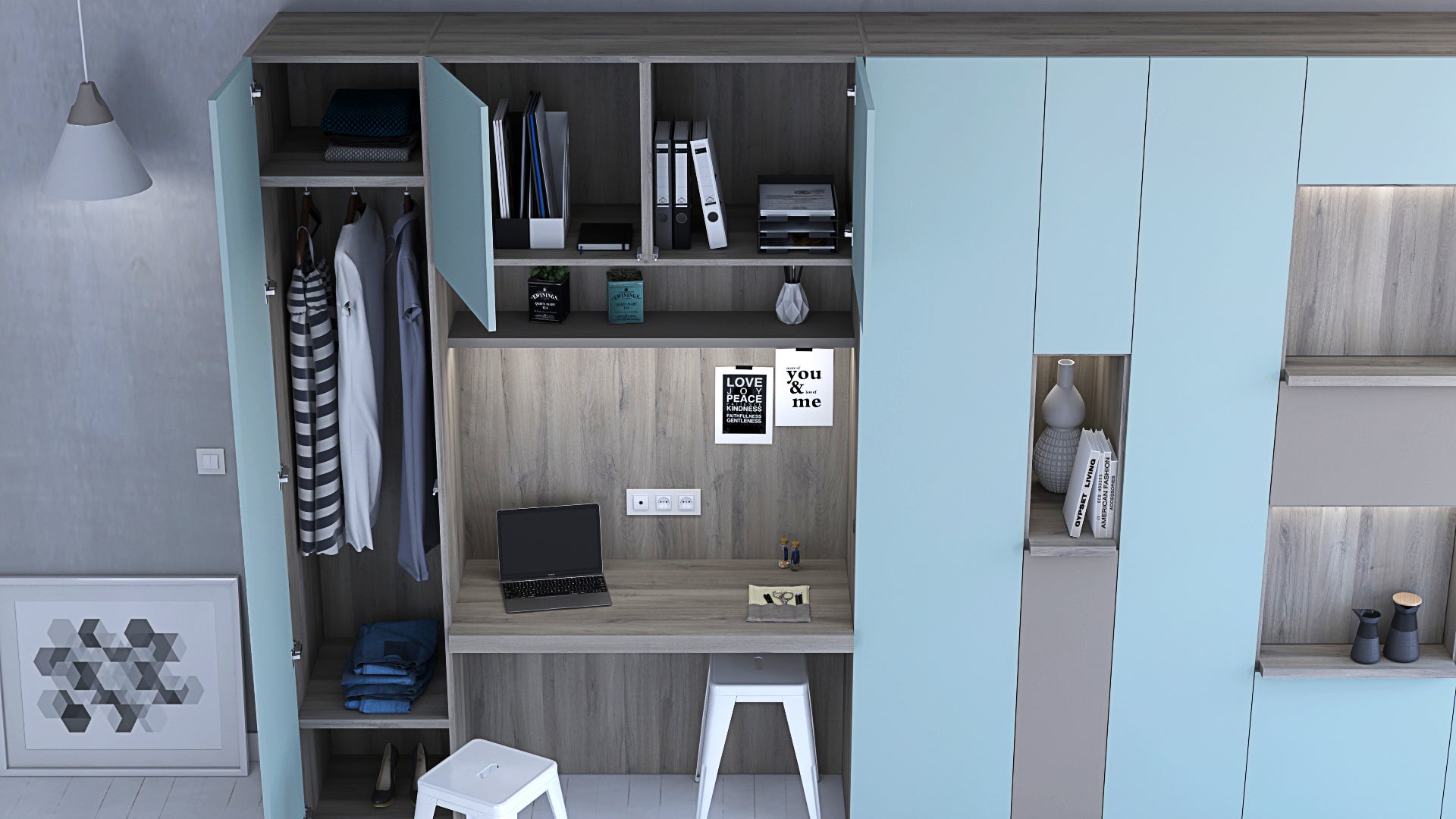 Océano Studio Wardrobe with Built-In Desk - Image 3