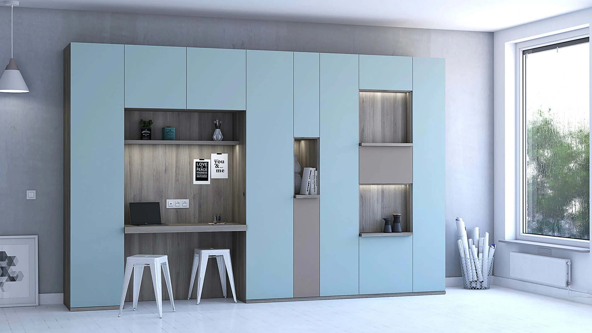 Océano Studio Wardrobe with Built-In Desk