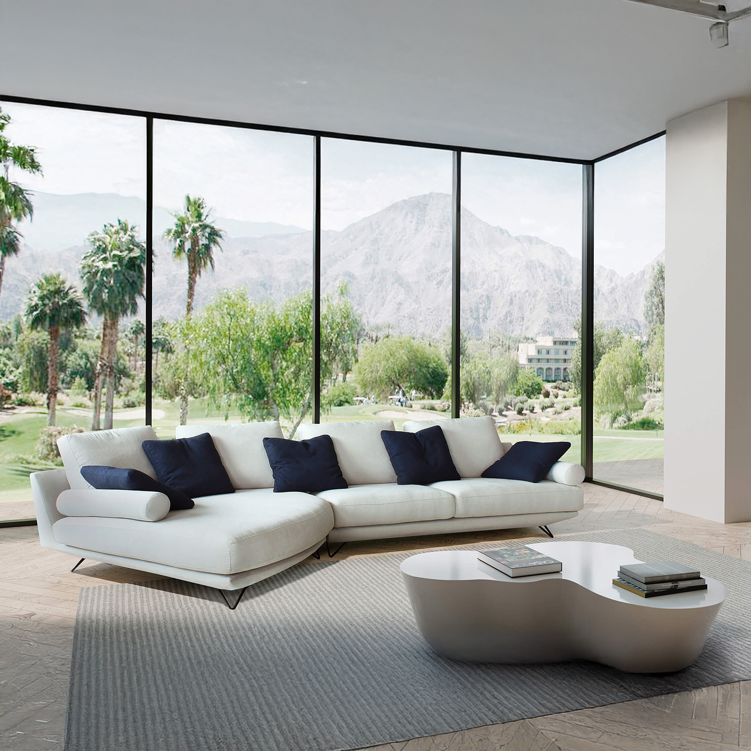 Olite Beige Left Cuddler Sectional