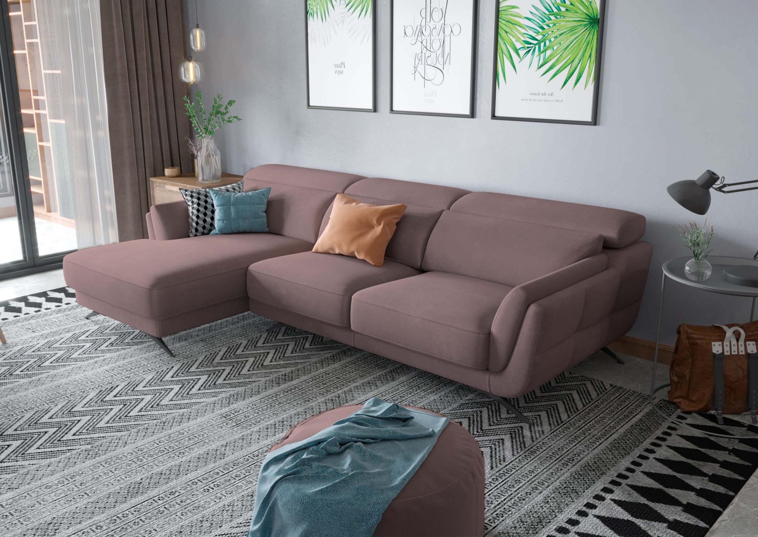 Ronda Rose Brown Sectional Left Facing Chaise - Image 2