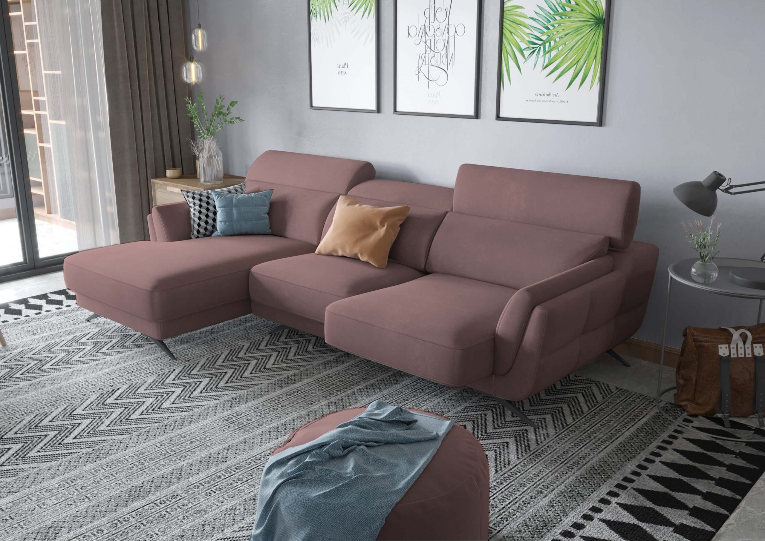 Ronda Rose Brown Sectional Left Facing Chaise - Image 3