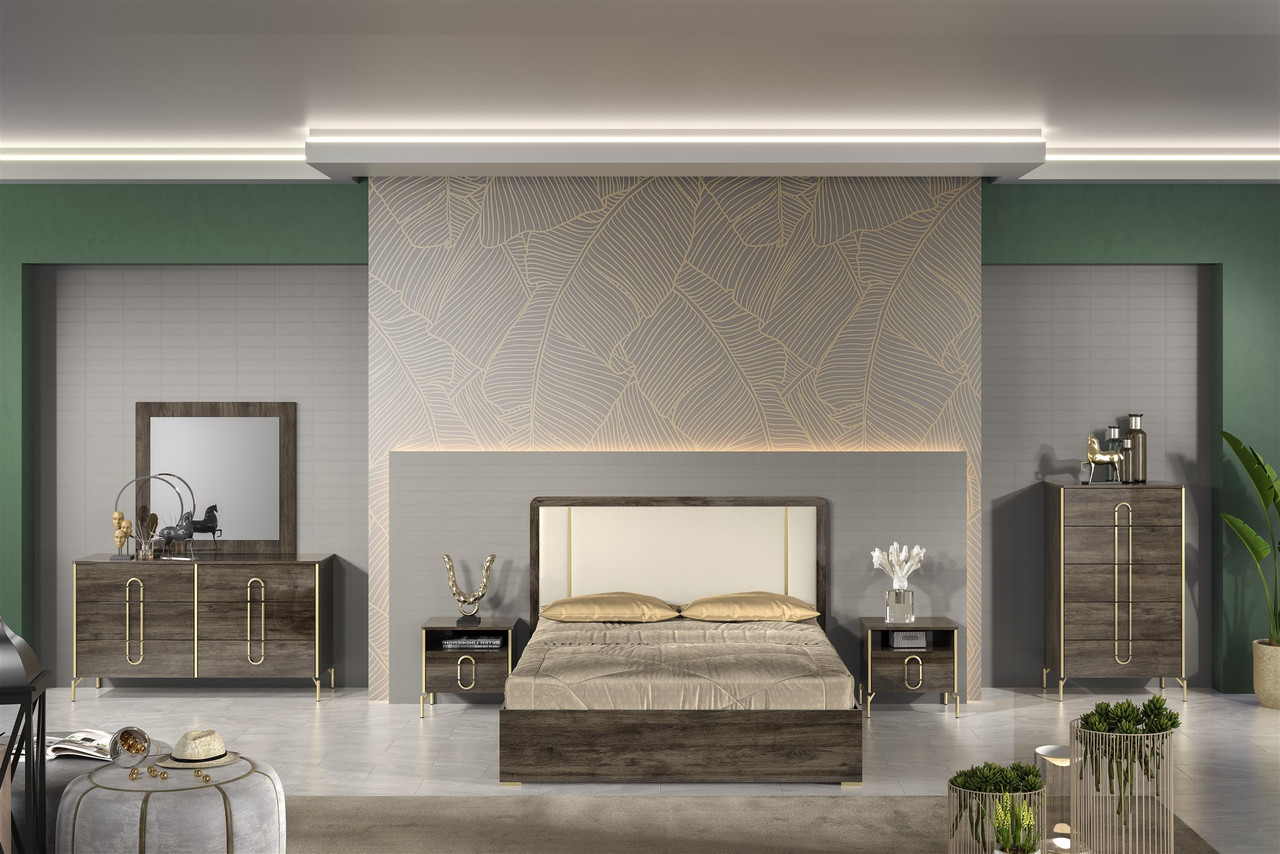 Amelia Brown Lacquer Bedroom Set