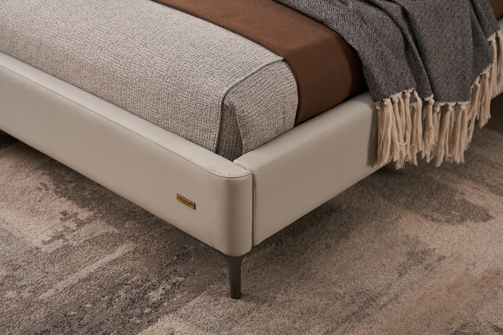 Tracy Smoke Upholstered Leather Bed - Image 6