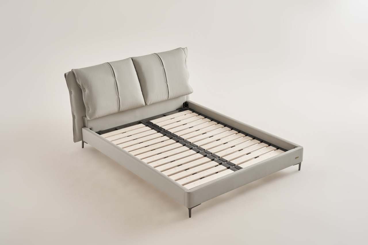 Tracy Smoke Upholstered Leather Bed