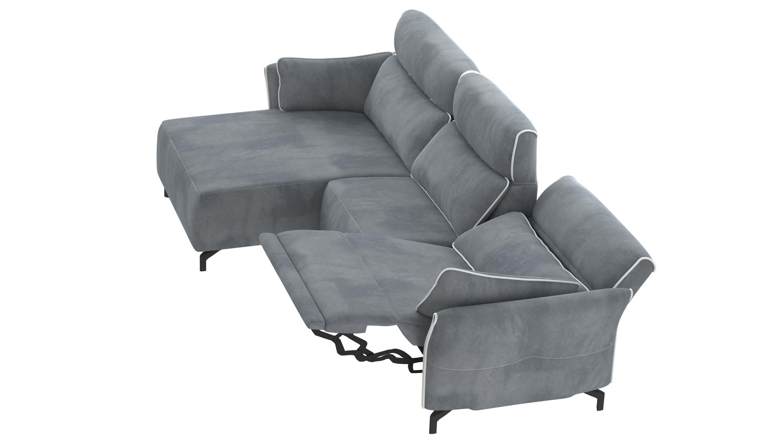 Adriana Blue Gray Sectional Sofa Left Chaise with two power recliners - Image 6