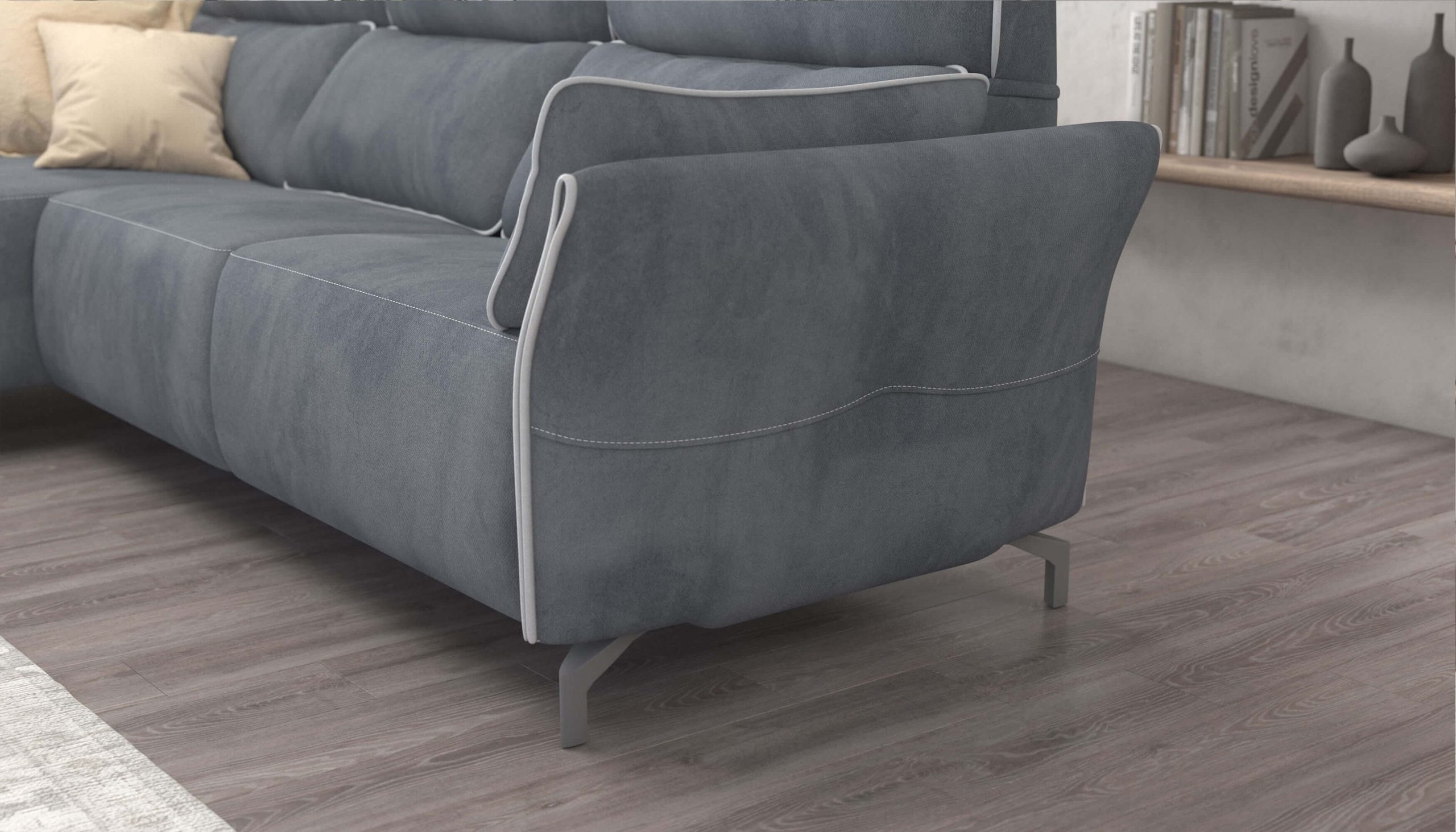 Adriana Blue Gray Sectional Sofa Left Chaise with two power recliners - Image 3