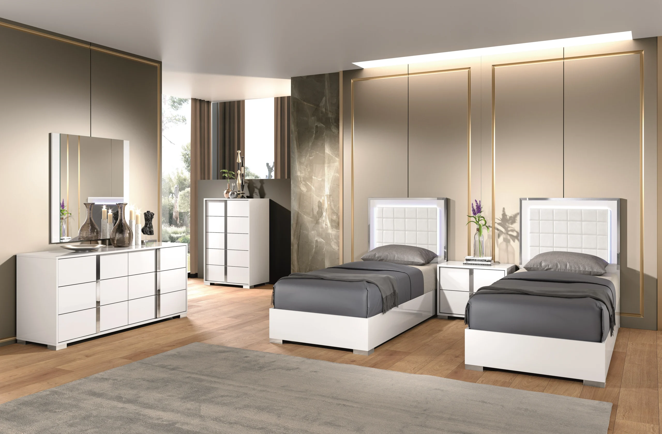 Aurelio White High Gloss Bedroom Set - Image 8