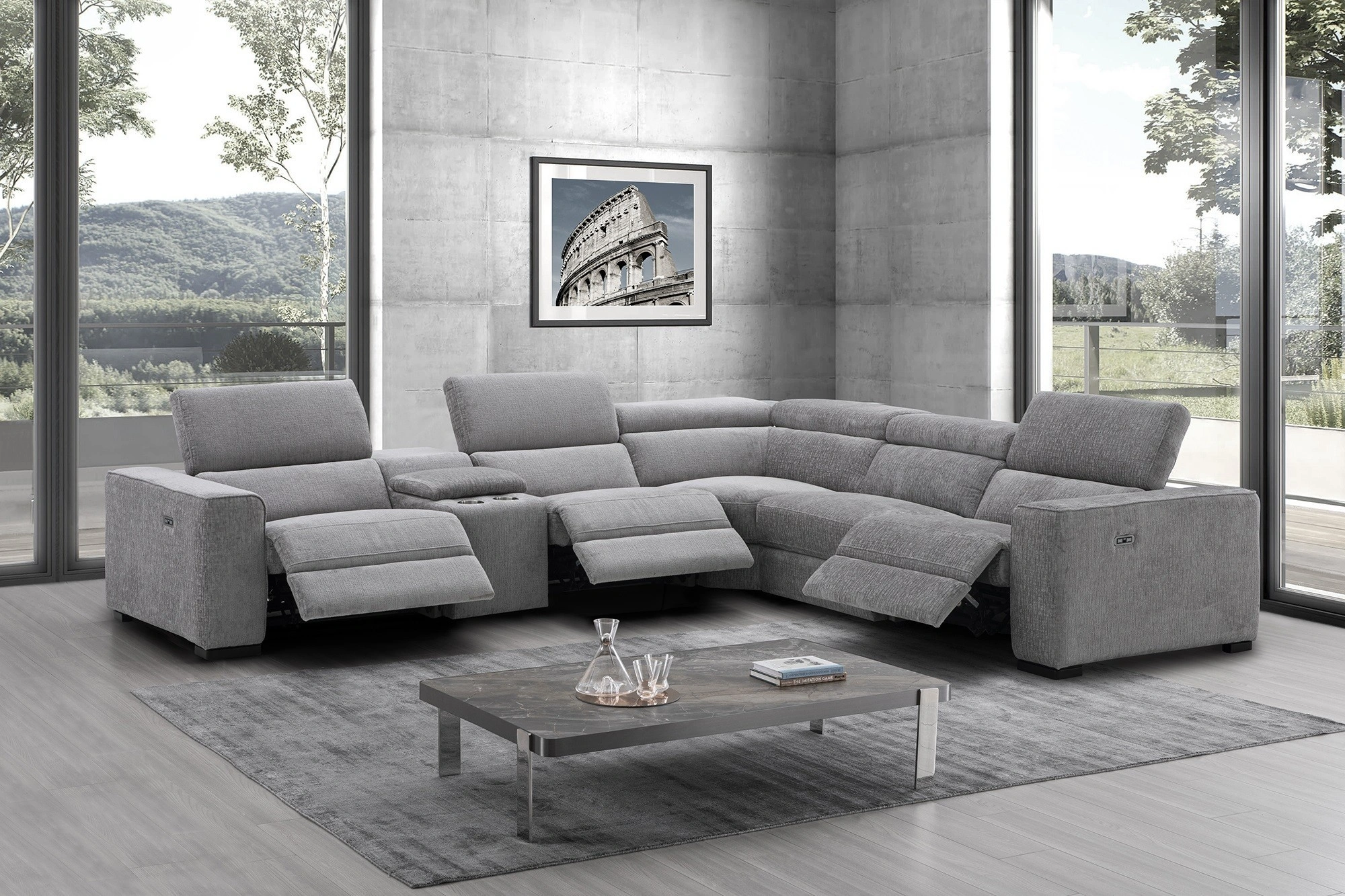 Bellaro Light Grey Fabric Sectional Sofa 6Pc Motion - Image 2
