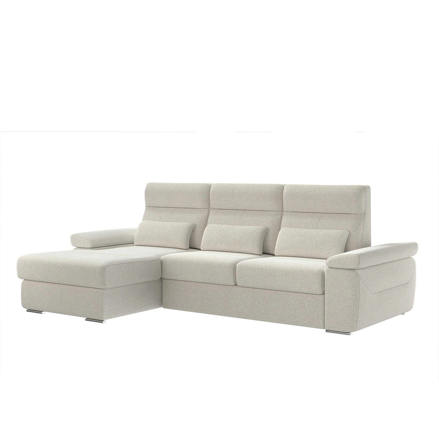 Granada Left Facing Chaise Off White Boucle Fabric Sectional Sofa Bed
