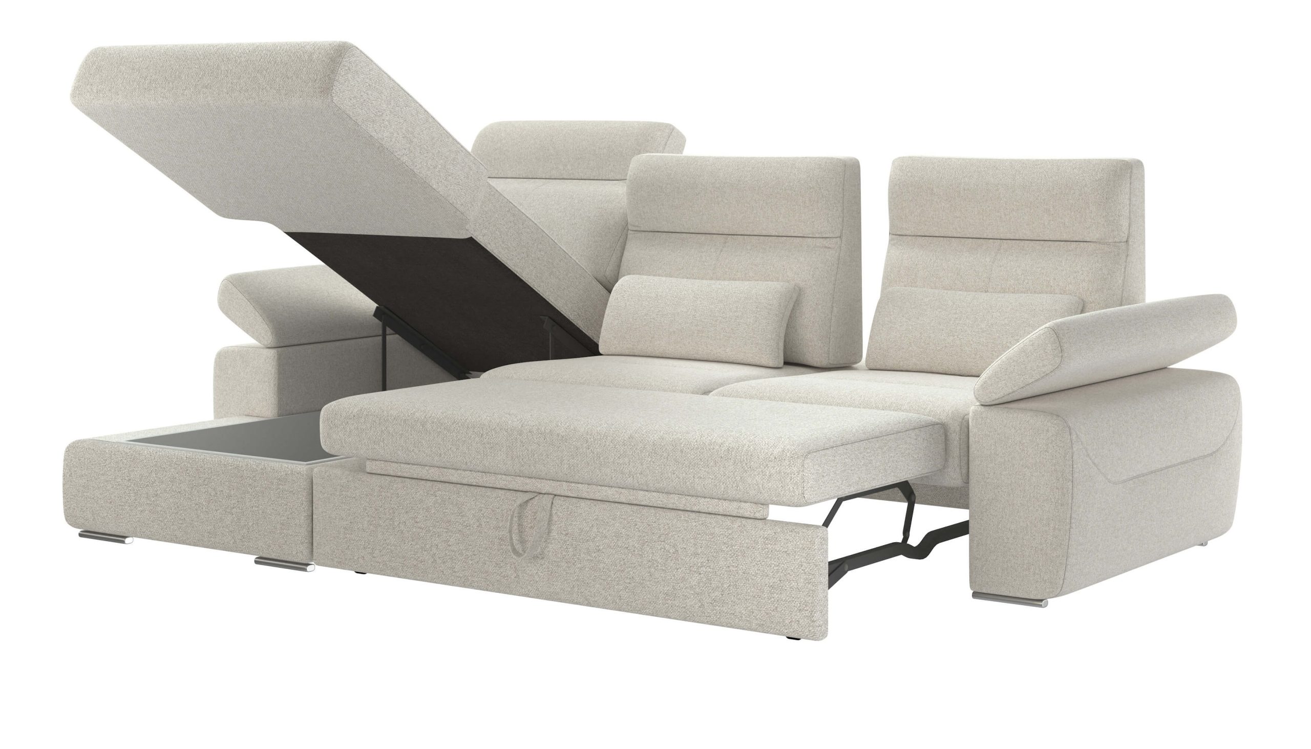 Granada Left Facing Chaise Off White Boucle Fabric Sectional Sofa Bed - Image 2