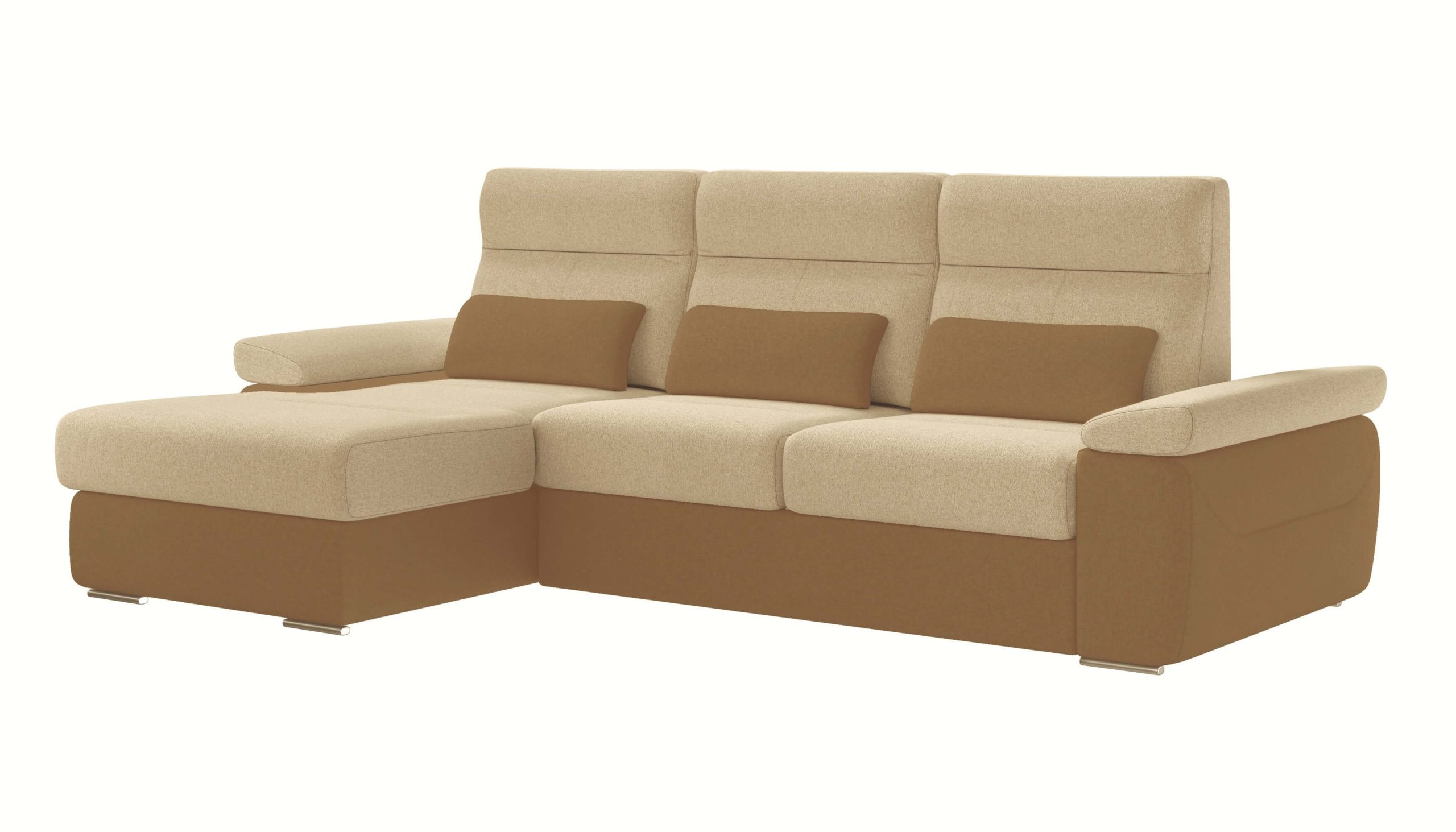 Granada Left Facing Chaise Beige and Cognac Two Tone Fabric Sectional Sofa Bed - Image 6