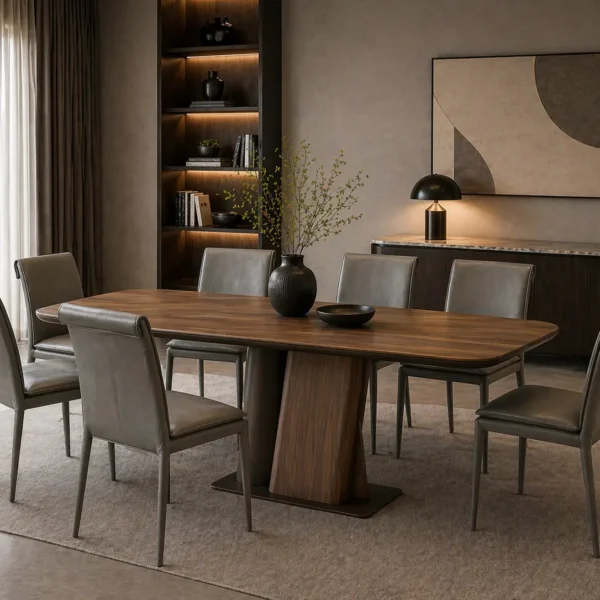 Kavo Walnut Dining Table and  6 Avelin Chairs