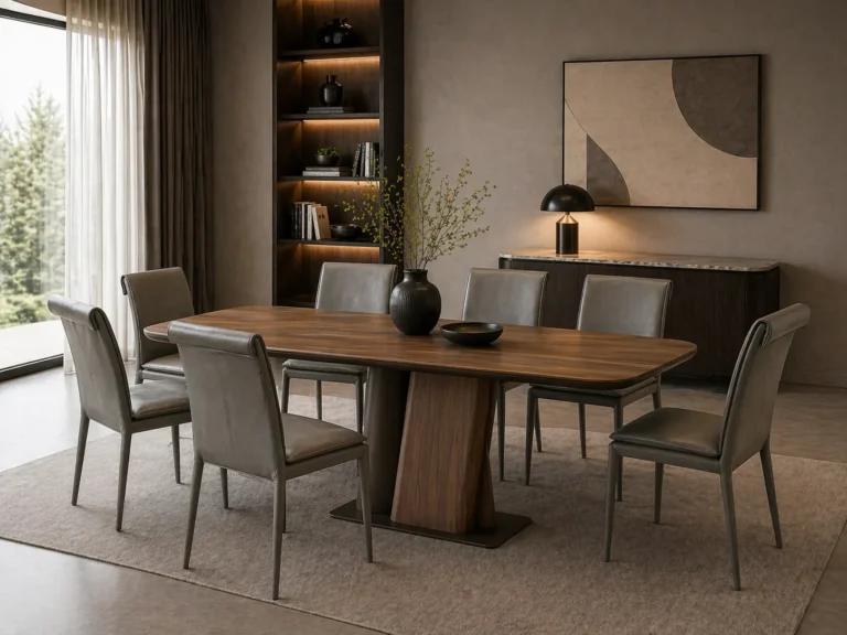 Kavo Walnut Dining Table and  6 Avelin Chairs