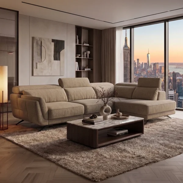 Ronda Beige Sectional Sofa Right Bumper Chaise